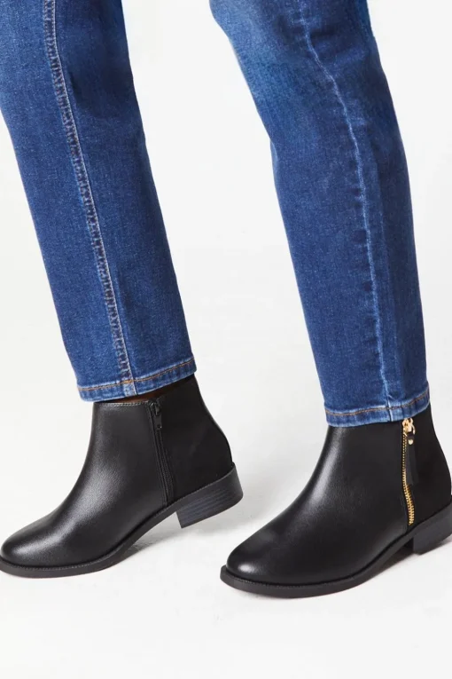 Extra Wide Fit Myla Side Zip Ankle Boots