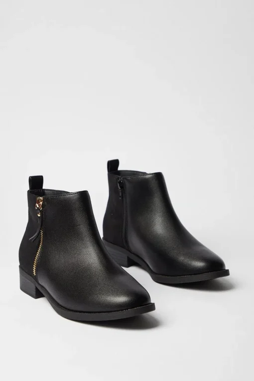 Extra Wide Fit Myla Side Zip Ankle Boots