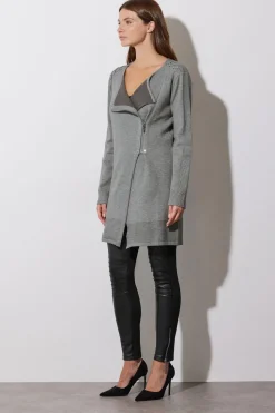 Eyelet Detail Zip Cardigan