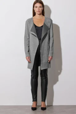 Eyelet Detail Zip Cardigan