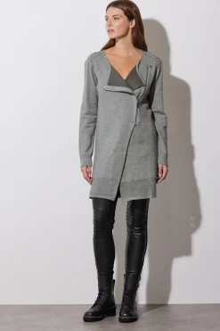 Eyelet Detail Zip Cardigan
