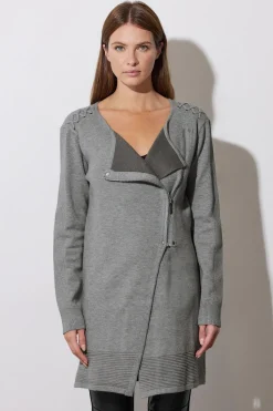 Eyelet Detail Zip Cardigan