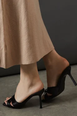 Faith: Bow Detail Satin High Heeled Mules