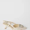 Faith: Cassidy Woven Textile Jewelled Brooch Detail Slingback Court Shoes