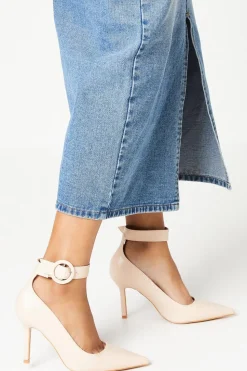 Faith: Chantelle Buckle Ankle Strap High Stiletto Court Shoes