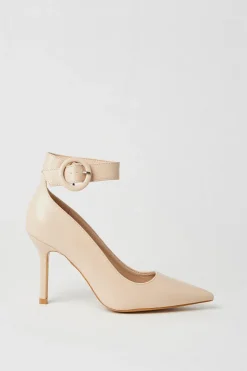 Faith: Chantelle Buckle Ankle Strap High Stiletto Court Shoes