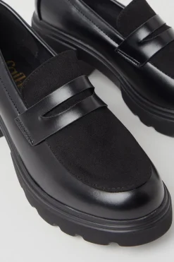 Faith: Charlotte Mixed Material Chunky Heeled Loafers
