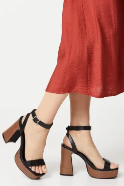 Faith: Ebony High Platform Heeled Sandals