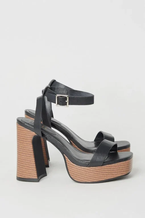 Faith: Ebony High Platform Heeled Sandals