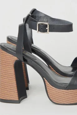 Faith: Ebony High Platform Heeled Sandals