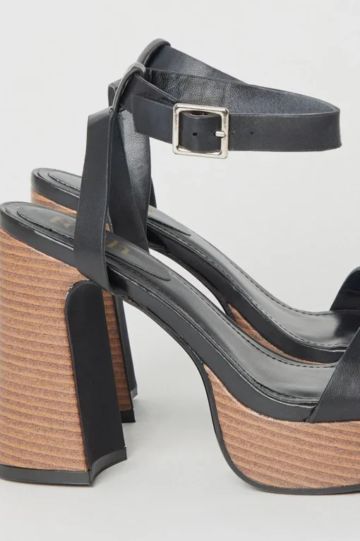 Faith: Ebony High Platform Heeled Sandals