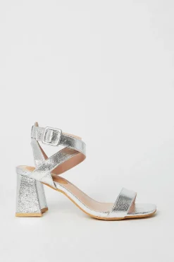 Faith: Emilie Covered Buckle High Block Heeled Sandals