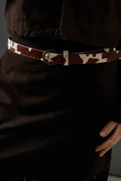 Faith: Leather Cow Print Belt