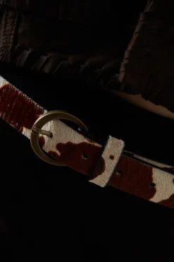Faith: Leather Cow Print Belt