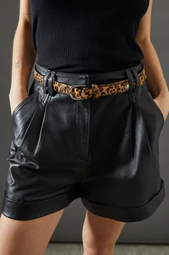 Faith: Leather Leopard Print Stud Belt