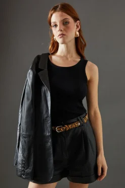 Faith: Leather Leopard Print Stud Belt