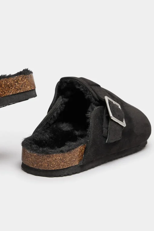 Faux Fur Lined Clogs In Extra Wide Fit