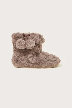 Faux Fur Pom-Pom Slipper Boots