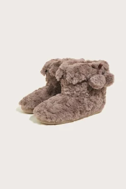 Faux Fur Pom-Pom Slipper Boots