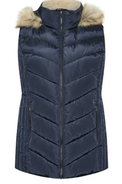 Faux Fur Trim Padded Gilet