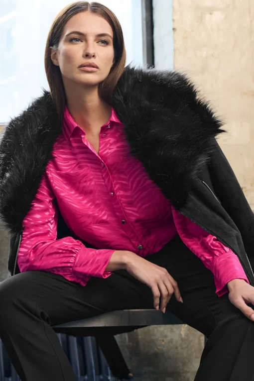 Faux Suede Belted Jacket