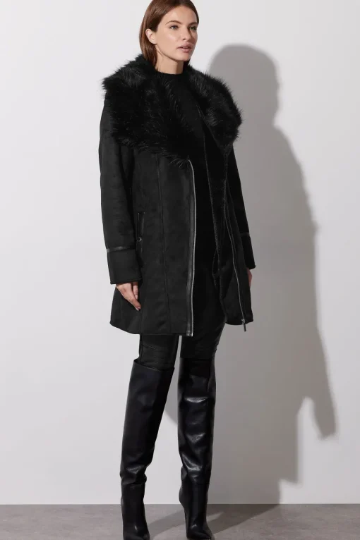 Faux Suede Belted Jacket