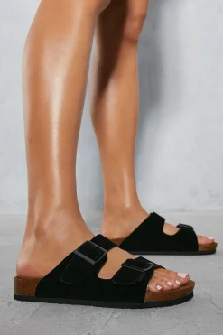 Faux Suede Buckle Sandals