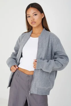 Faux Wool Bomber Jacket