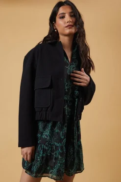 Faux Wool Bomber Jacket