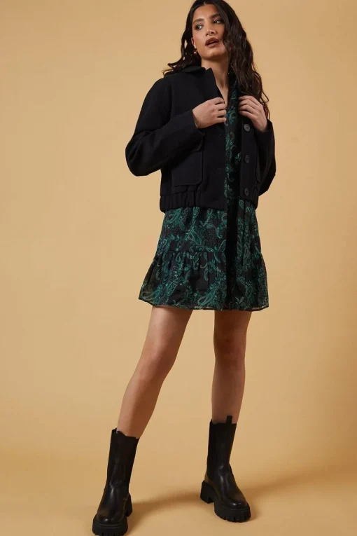 Faux Wool Bomber Jacket