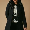 Faux Wool Button Through Dolly Coat With Fur