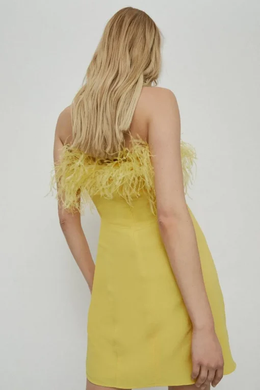 Feather Bandeau Mini Dress