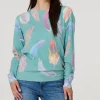 Feather Print Diamante Detail Jumper