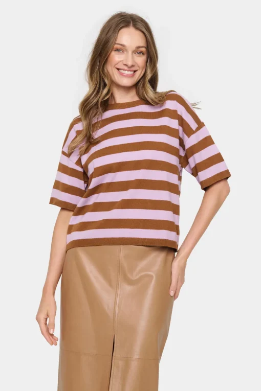 Fikam Short Sleeve Striped Pullover-Striped