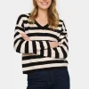 Fikam V-neck Long Sleeve Pullover-Striped