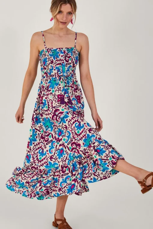 Fire Flower Ikat Cami Dress