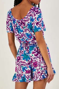 Fire Flower Ikat Print Shorts