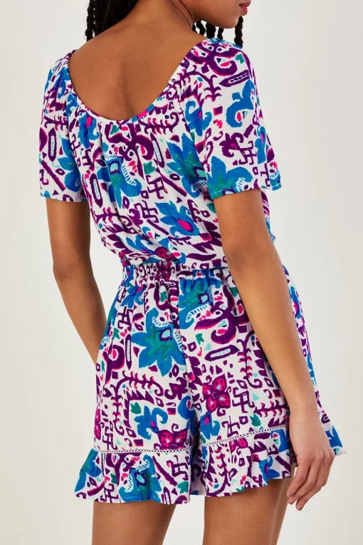Fire Flower Ikat Print Shorts