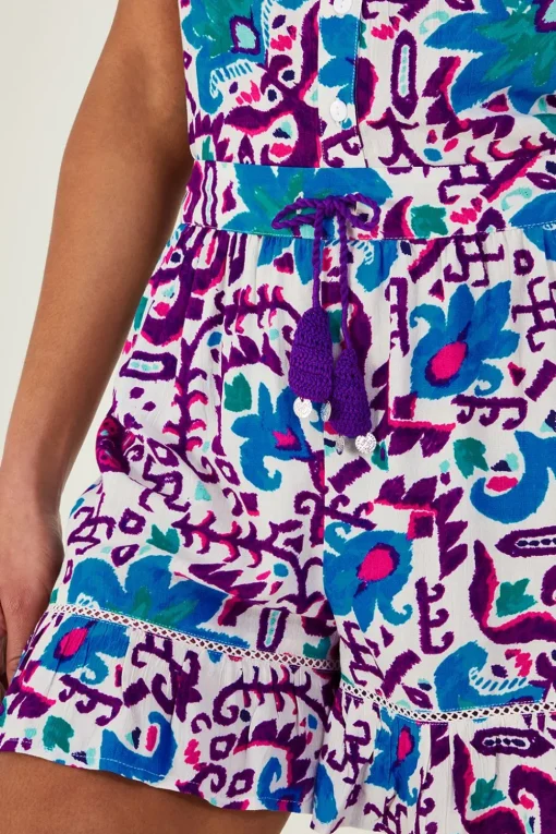 Fire Flower Ikat Print Shorts