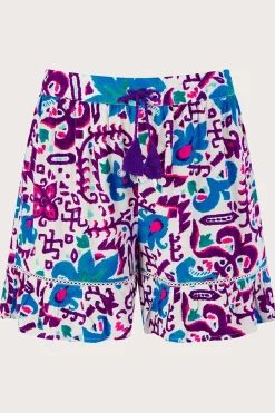 Fire Flower Ikat Print Shorts