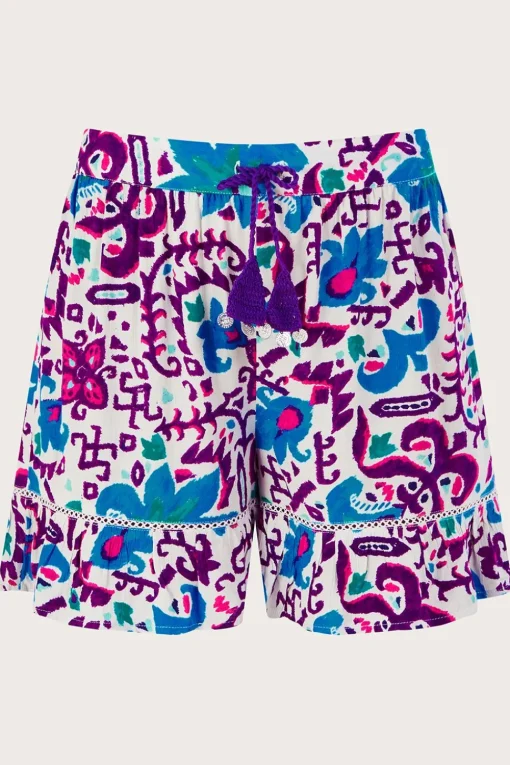 Fire Flower Ikat Print Shorts