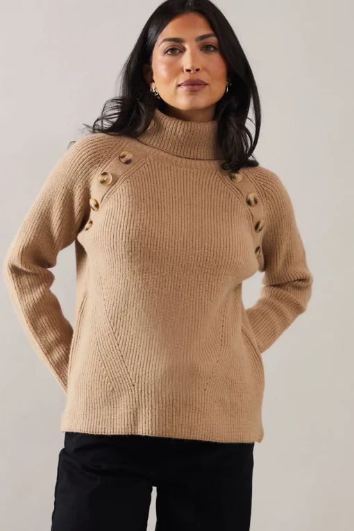 Fisherman Rib Roll Neck Jumper