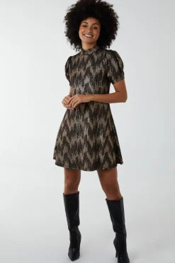 Fixed Wrap Skater Dress With Tie