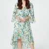 Floral 3/4 Sleeve Wrap Dress