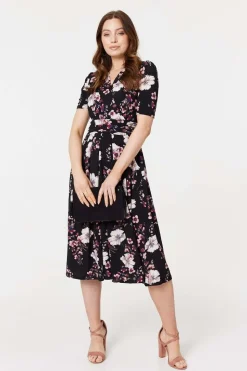 Floral 1/2 Sleeved Midi Dress