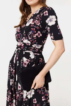 Floral 1/2 Sleeved Midi Dress