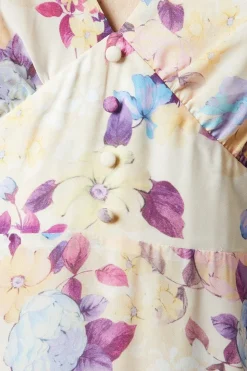 Floral Button Long Sleeve Midi Dress