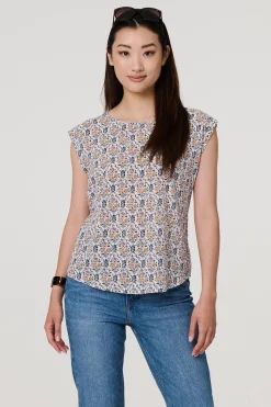 Floral Cap Sleeve Relaxed Top