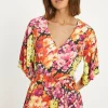 Floral Crinkle Angel Sleeve Jumpsuit