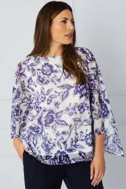 Floral Dobby Tie Sleeve Top